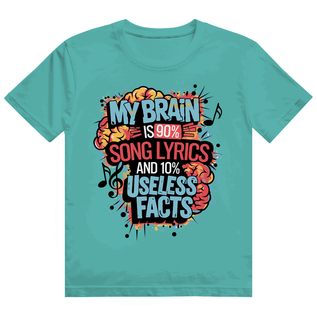 Heavy Cotton T-Shirt - My Brain is 90% Song Lyrics | Division420®