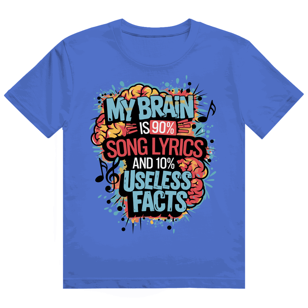 Heavy Cotton T-Shirt - My Brain is 90% Song Lyrics | Division420®