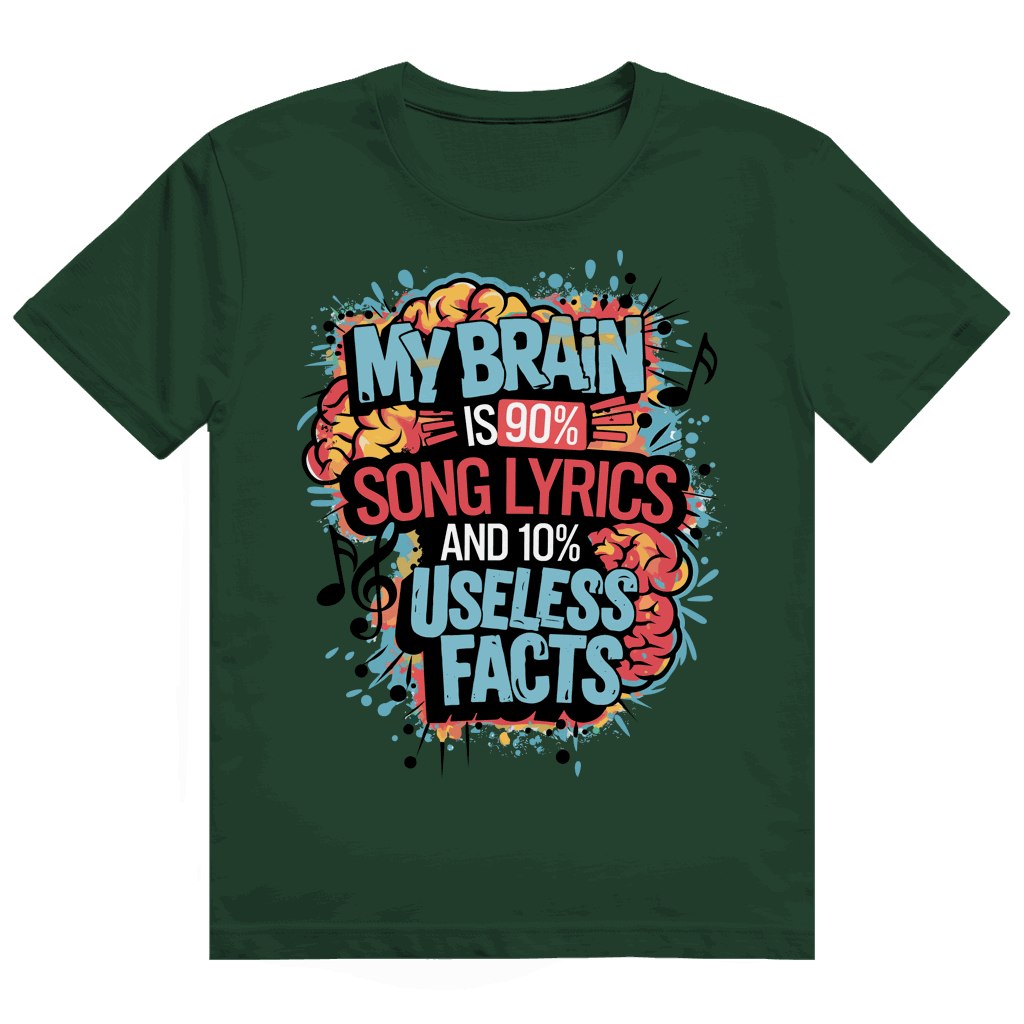 Heavy Cotton T-Shirt - My Brain is 90% Song Lyrics | Division420®