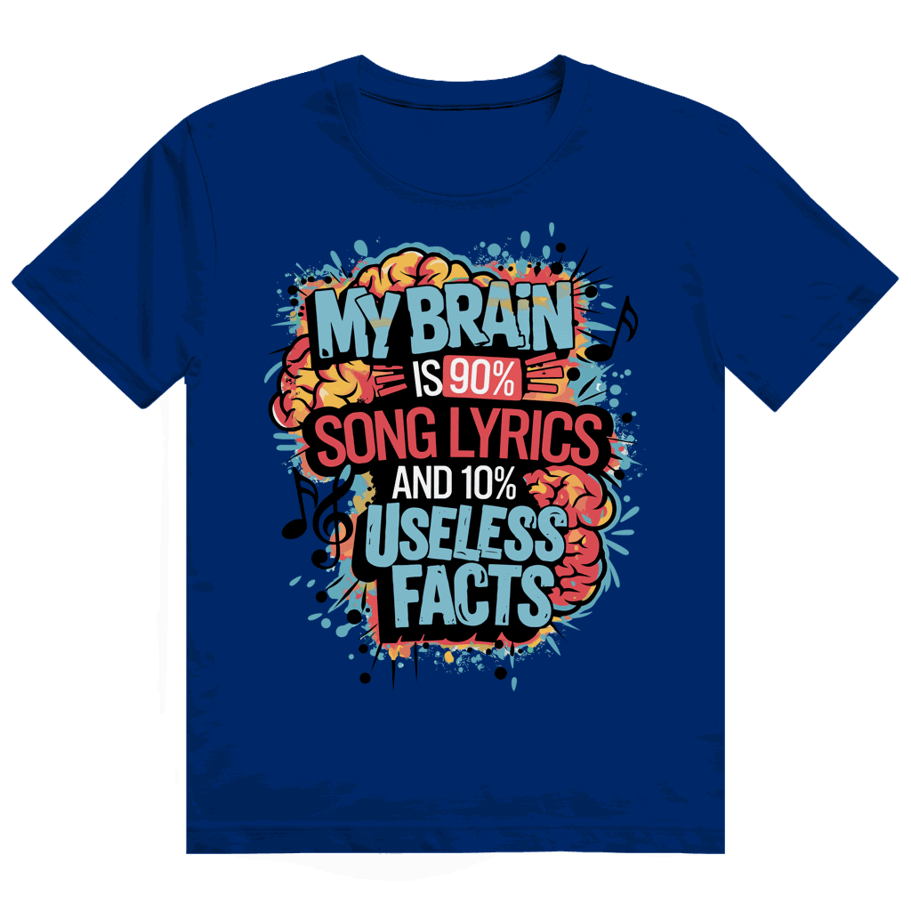Heavy Cotton T-Shirt - My Brain is 90% Song Lyrics | Division420®