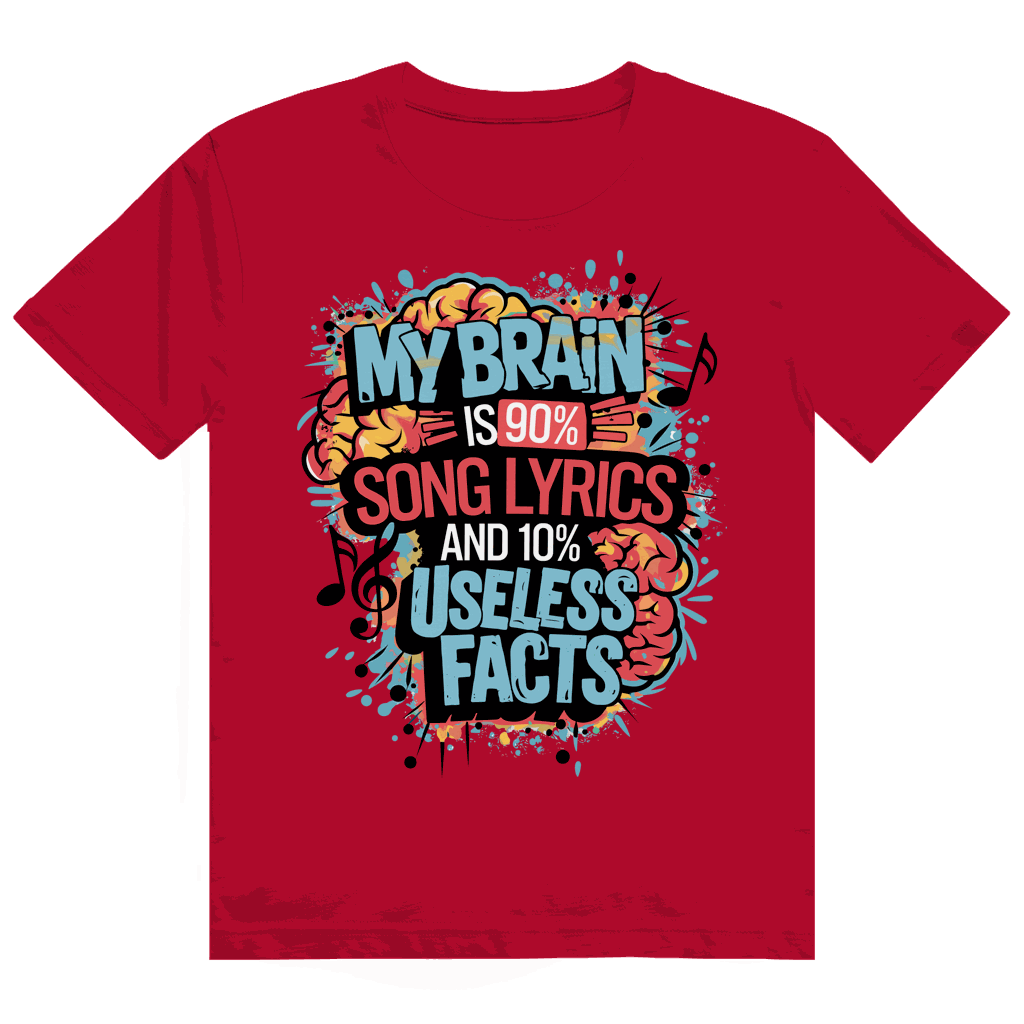 Heavy Cotton T-Shirt - My Brain is 90% Song Lyrics | Division420®