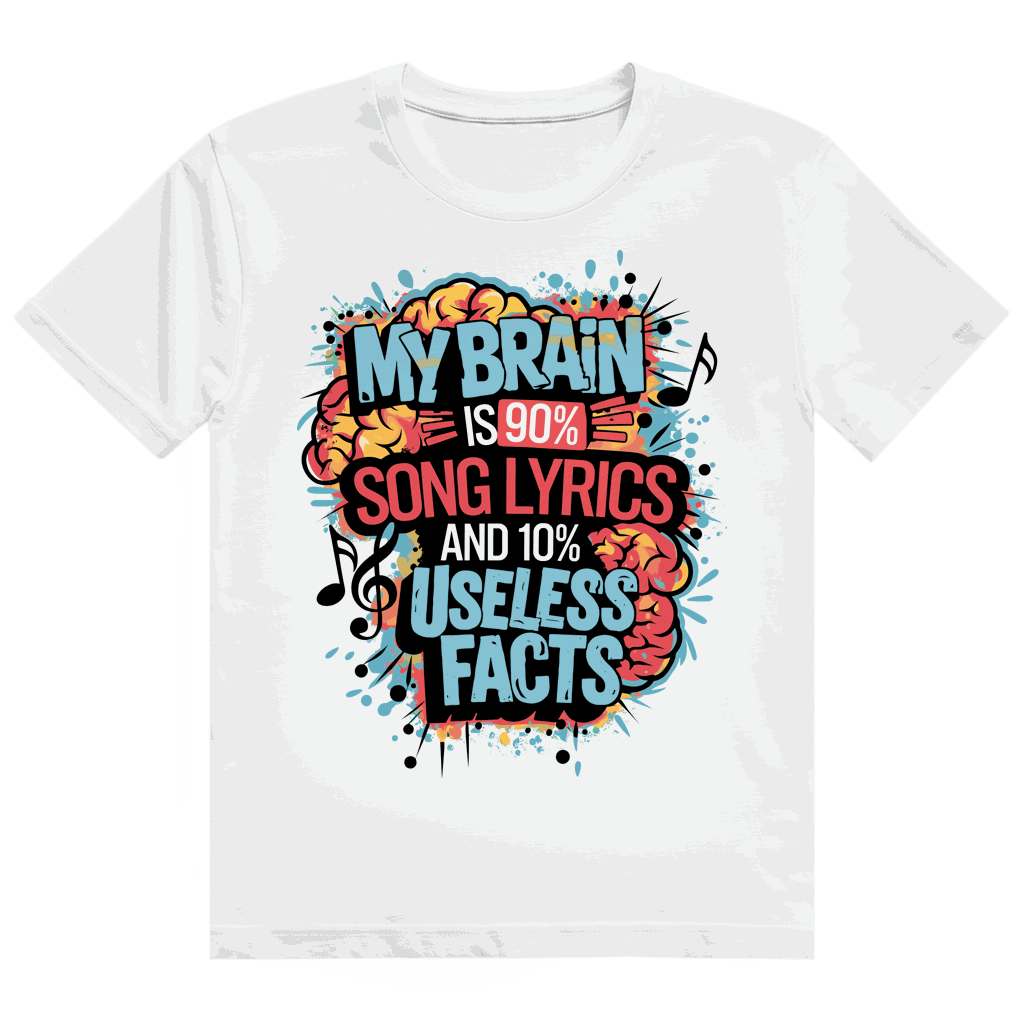 Heavy Cotton T-Shirt - My Brain is 90% Song Lyrics | Division420®