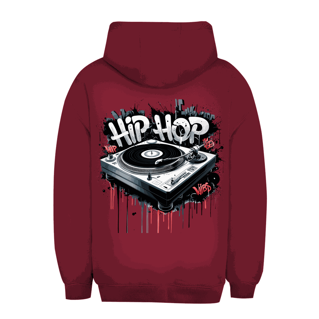 Unisex Oversize Hoodie von Division420 mit Hip Hop Turntable Design, komfortabler urbaner Style
