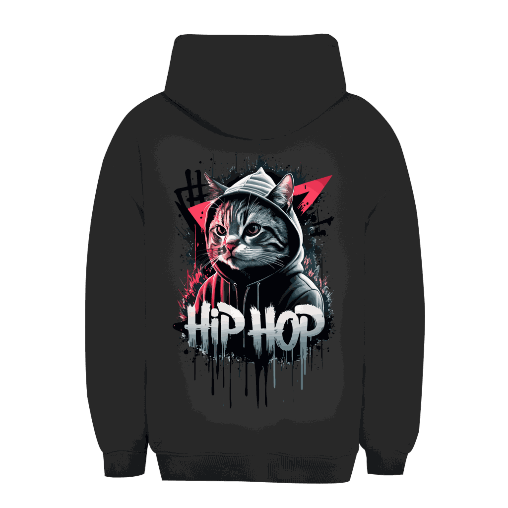 Unisex Oversize Hoodie mit Hip Hop Cat Design, urbaner Style und hoher Komfort