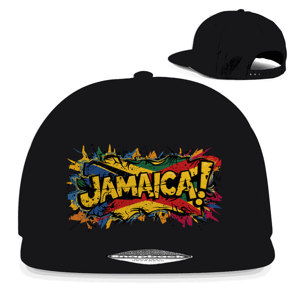 Division420 Snapback Cap Jamaica mit 5-Panel Design, flachem Schirm und Baumwoll-Twill, urbaner Streetwear-Style