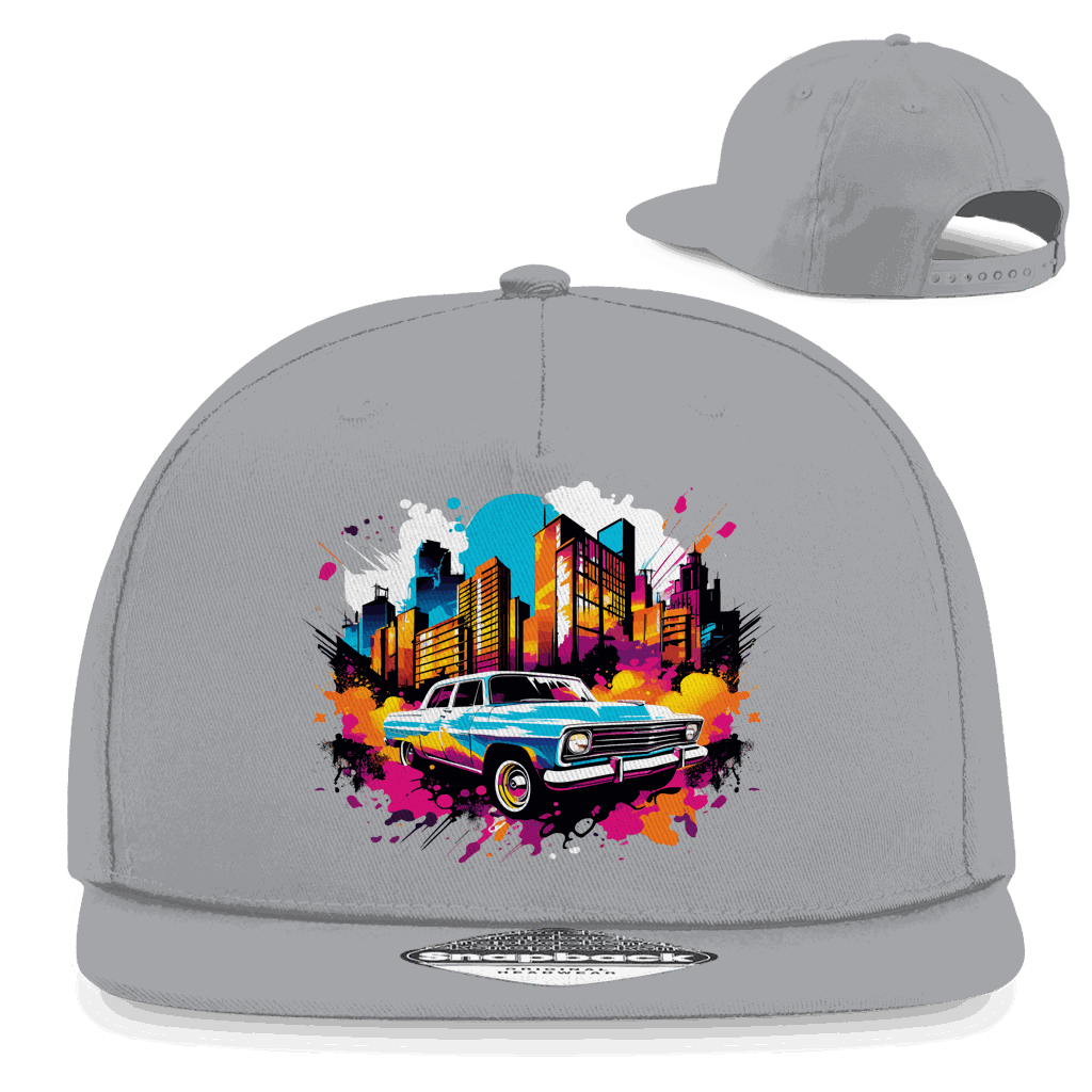 Division420 Snapback Rapper Cap Urban Car aus Baumwoll-Twill mit flachem Schirm und Retro-Snapbackverschluss