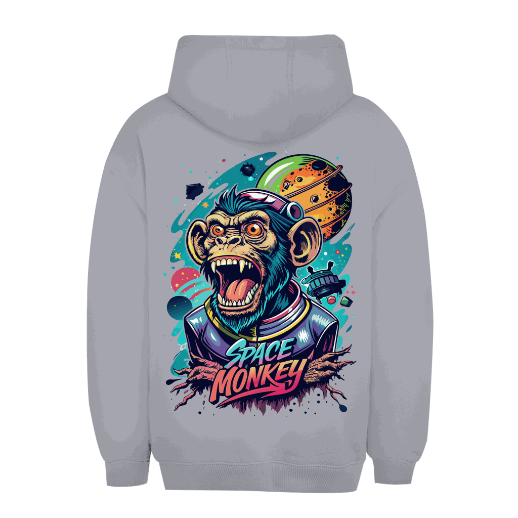 Unisex Oversize Hoodie Space Monkey von Division420 mit Kapuze und Kängurutasche