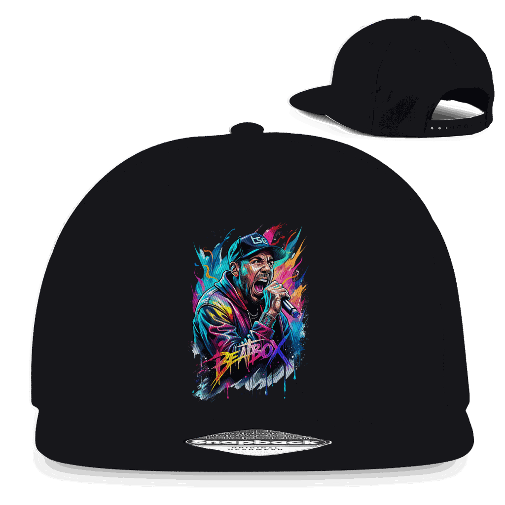 Division420 Snapback Rapper Cap Beatbox aus Baumwoll-Twill mit flachem Schirm und Retro-Snapbackverschluss