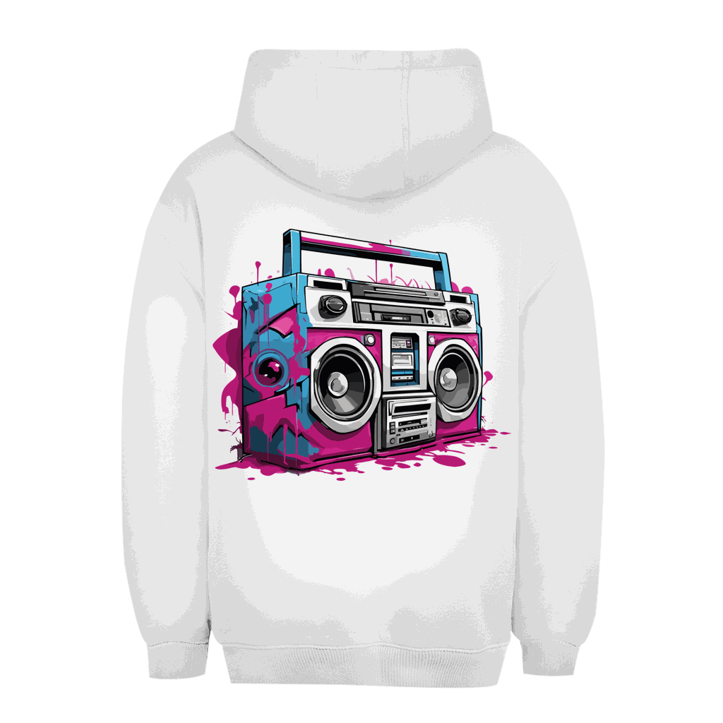 Unisex Oversize Hoodie mit Boombox-Print urbaner Style und nachhaltige Qualität