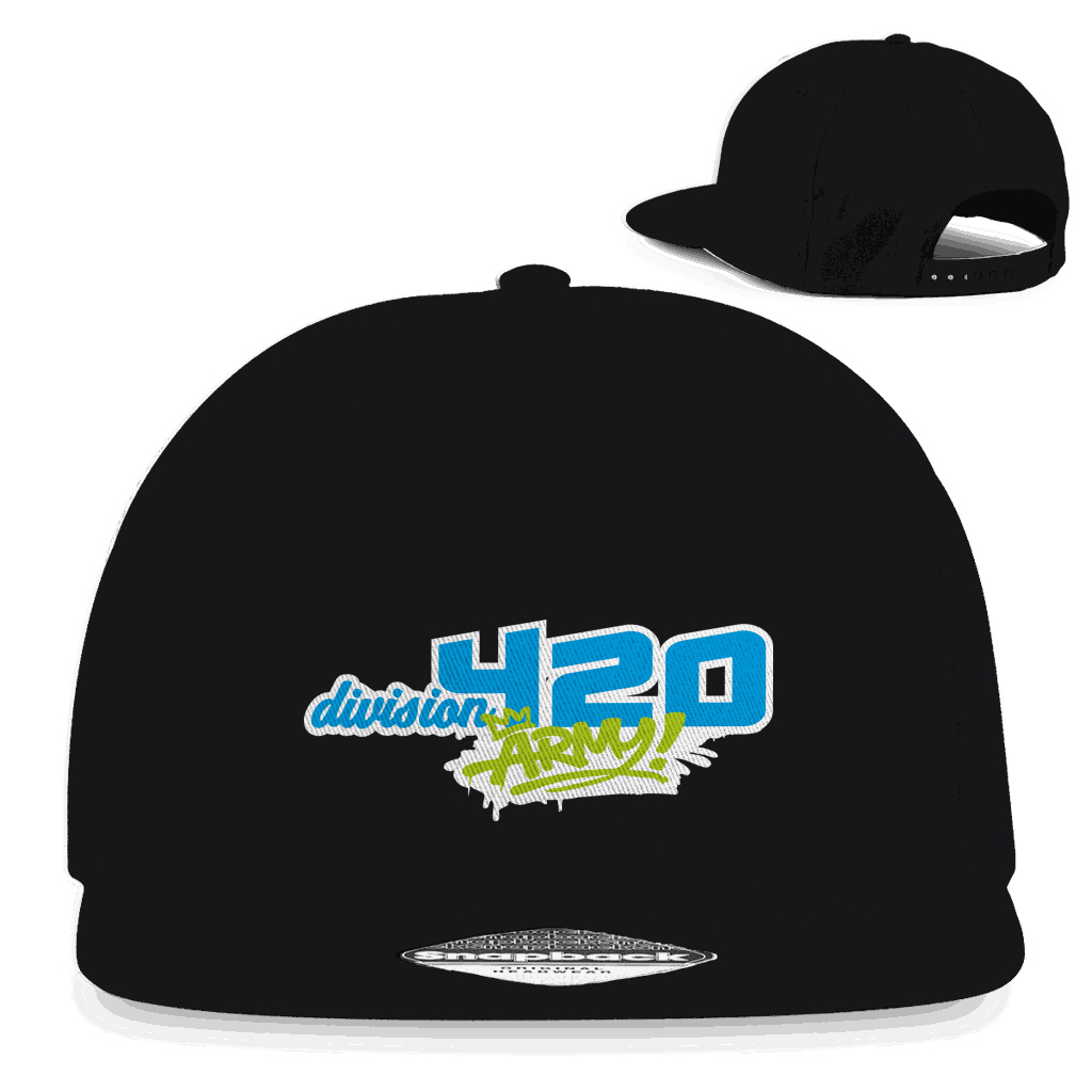 Division420 Snapback Rapper Cap aus Baumwoll-Twill mit flachem Schirm und Retro-Snapbackverschluss