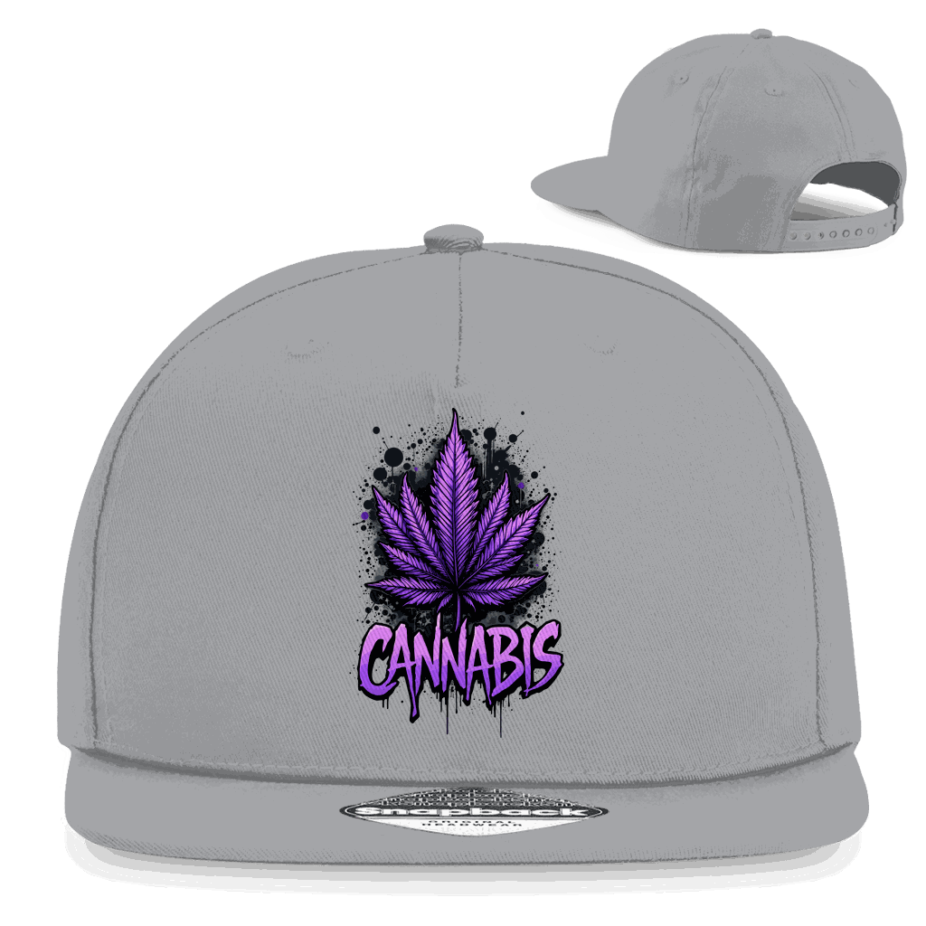 Snapback Rapper Cap mit Cannabisblatt Design aus Baumwoll-Twill, urbaner Streetwear-Stil und verstellbarem Snapback-Verschluss