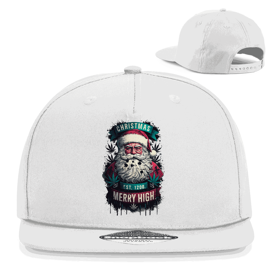 Schwarze Snapback Cap mit flachem Schirm und Weihnachtsdesign von Division420