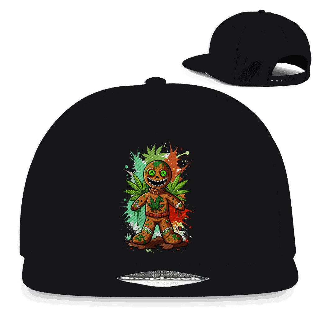 Division420 Snapback Rapper Cap Cookie Man aus Baumwoll-Twill mit flachem Schirm und Retro-Snapbackverschluss