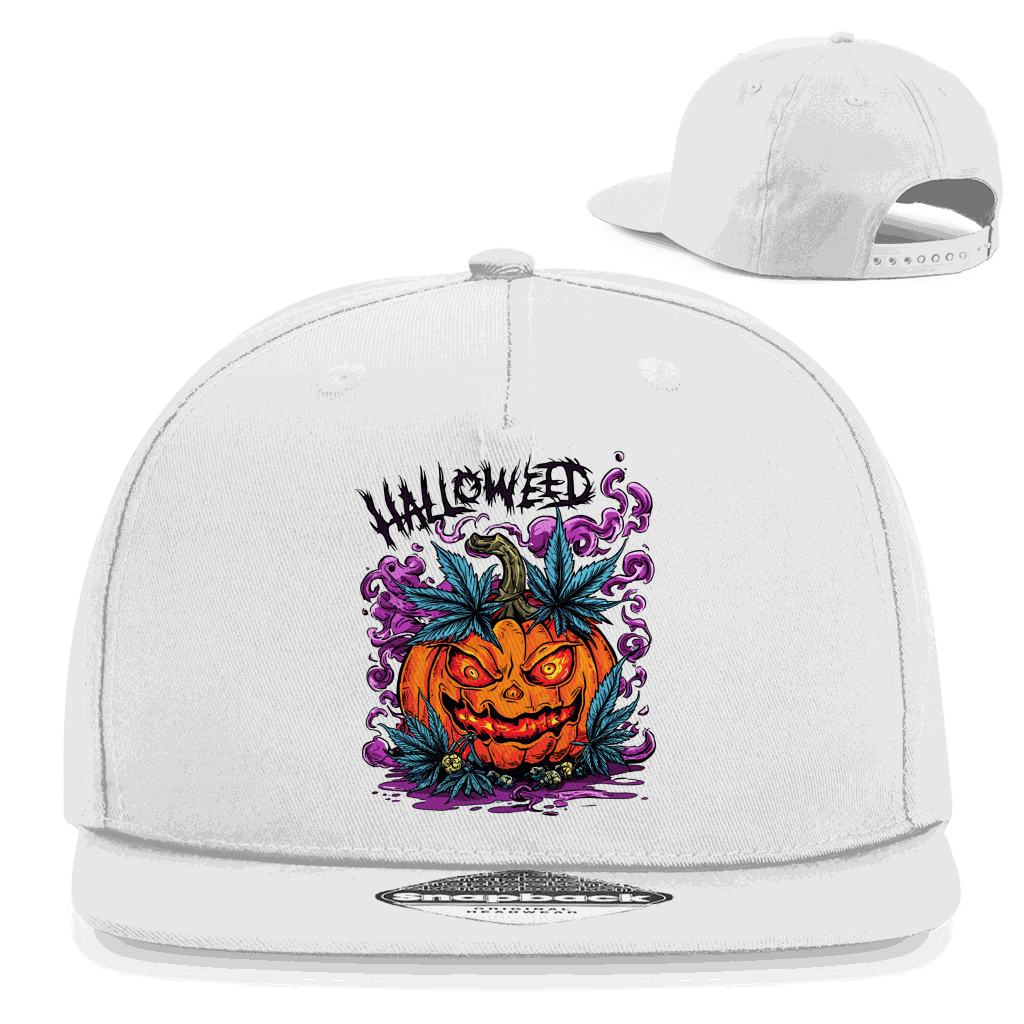 Snapback Rapper Cap Halloweed Pumpkin in Baumwoll-Twill mit flachem Schirm und Retro-Snapbackverschluss