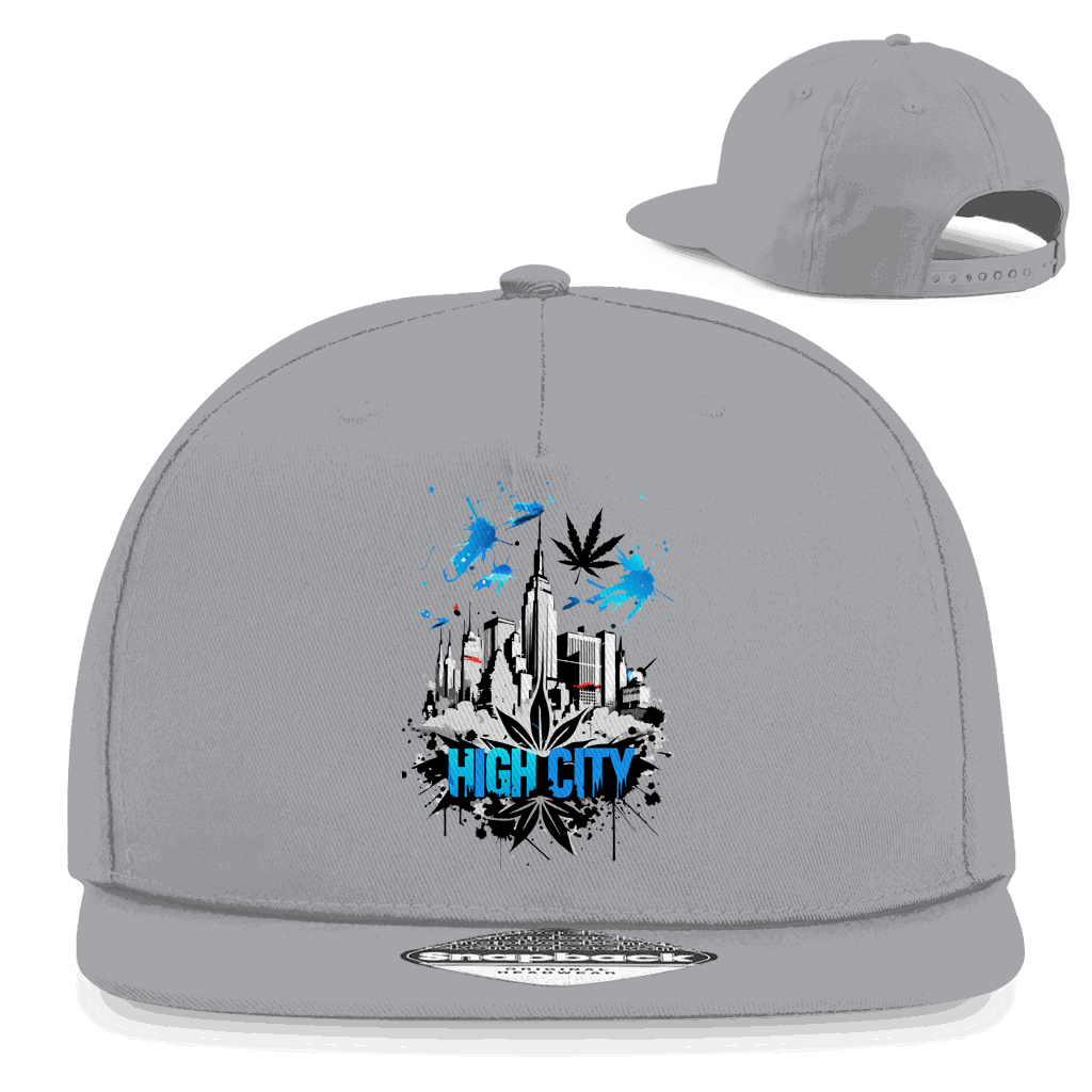 Schwarze Snapback Cap mit High City Art Print und retro Snapback-Verschluss von Division420