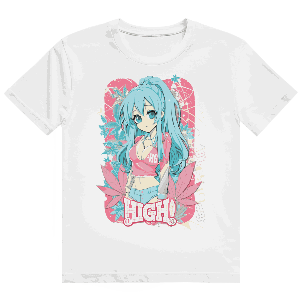 Division420 Heavy Cotton T-Shirt mit High Manga Girl Motiv in modernem Streetstyle und hochwertiger Baumwolle