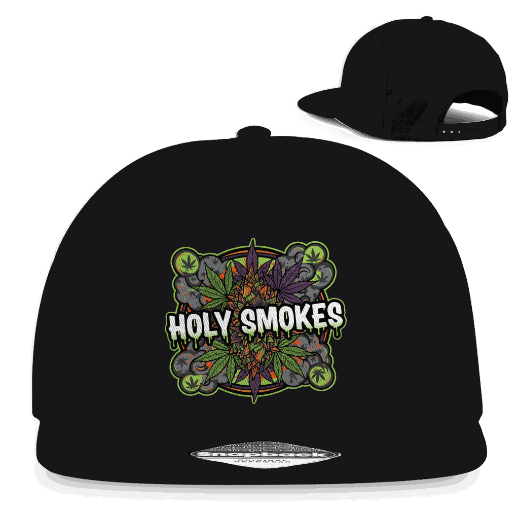 Division420 Snapback Cap Holy Smokes aus Baumwoll-Twill mit flachem Schirm und Retro-Snapbackverschluss