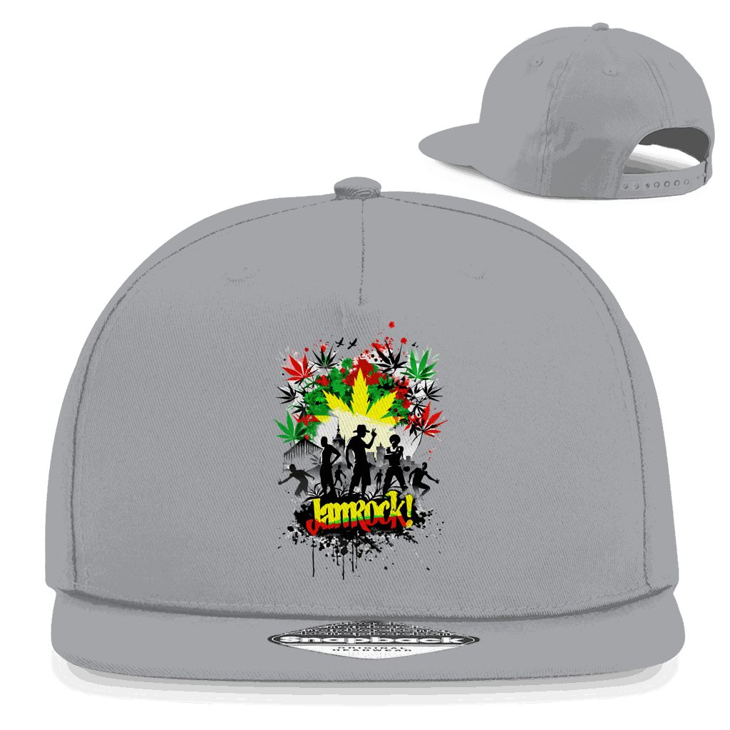 Schwarze Snapback Cap Jamrock von Division420 mit flachem Schirm und Retro-Snapverschluss