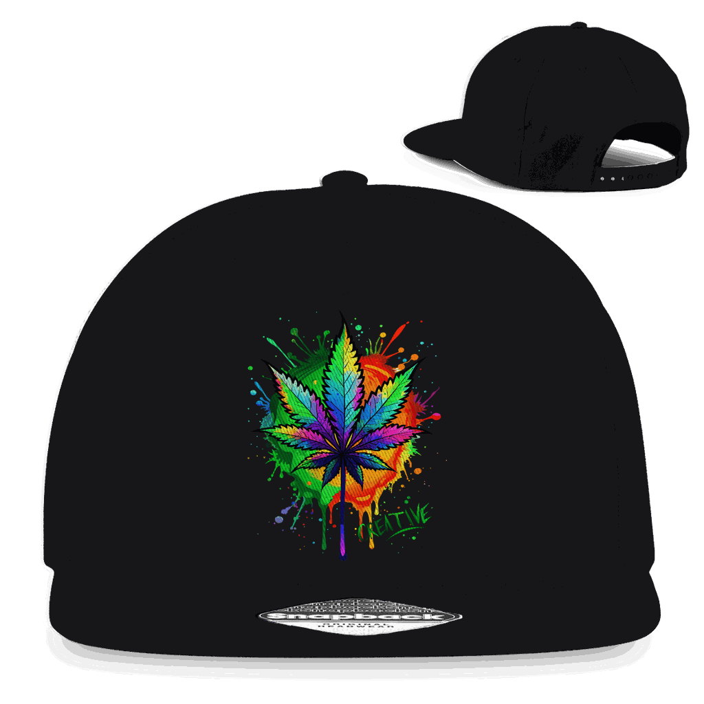 Division420 Snapback Cap Leaf Creative Baumwoll-Twill Streetwear mit flachem Schirm und Retro-Snapbackverschluss