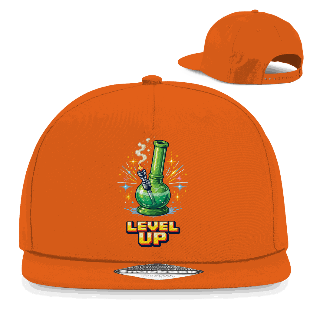 Division420 Snapback Cap Level Up in Schwarz mit flachem Schirm und Retro-Snapback-Verschluss
