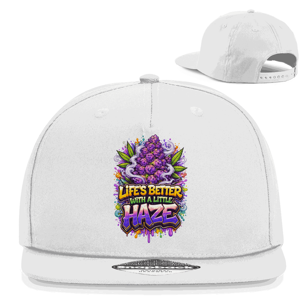 Division420® Snapback Cap Life is better with Haze flaches 5-Panel Design Baumwoll-Twill Streetwear