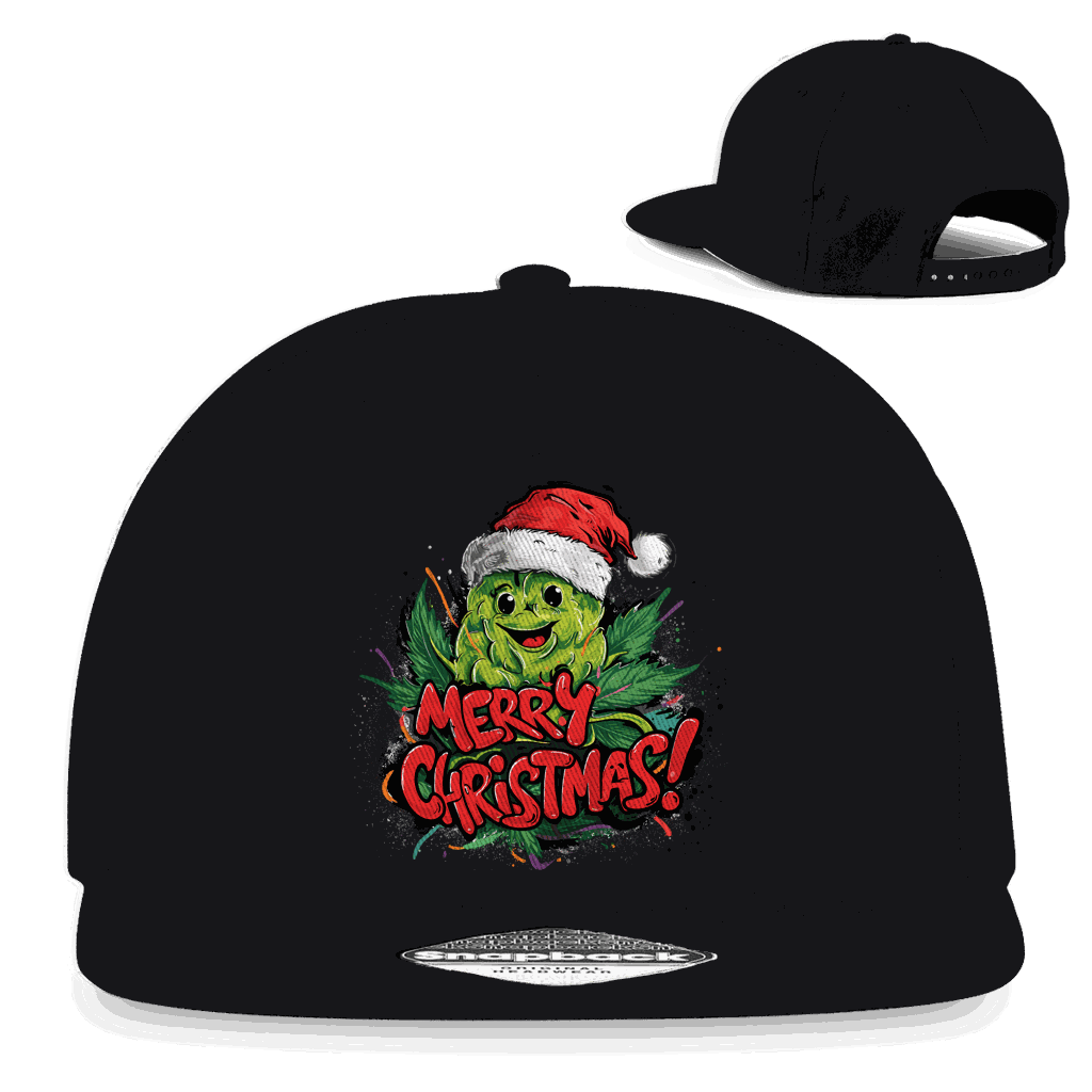 Division420 Snapback Cap Merry Christmas Bud aus Baumwoll-Twill mit Retro-Snapback Verschluss und flachem Schirm