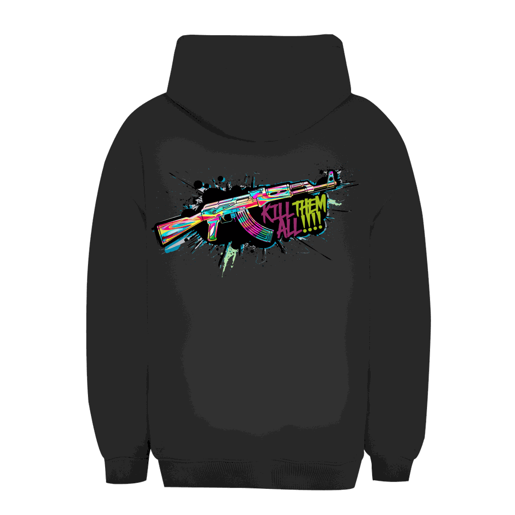 Unisex Oversize Hoodie in urbanem Stil mit Kill Them All Print und nachhaltiger Baumwollmischung