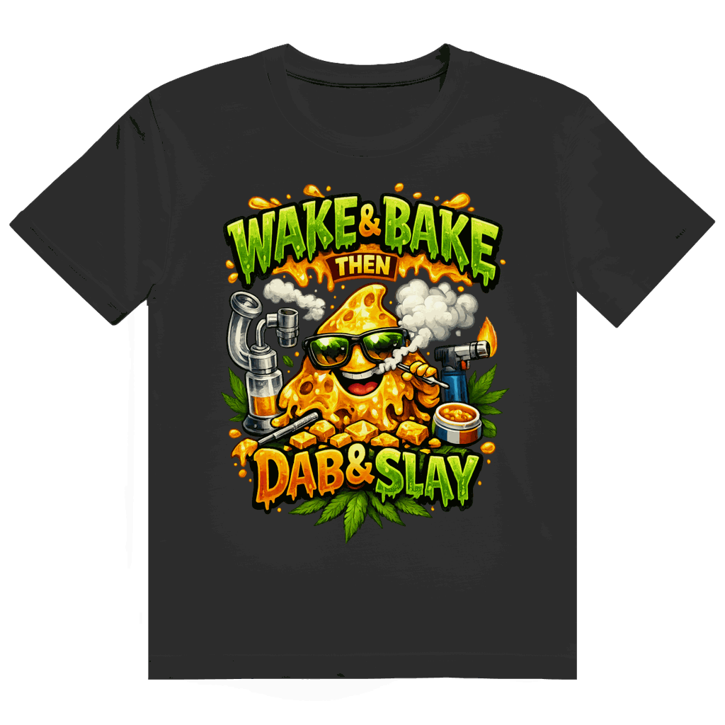 Divisions420 Heavy Cotton T-Shirt Wake and Bake in weiß mit modernem Tubular Fit und nachhaltiger Baumwolle