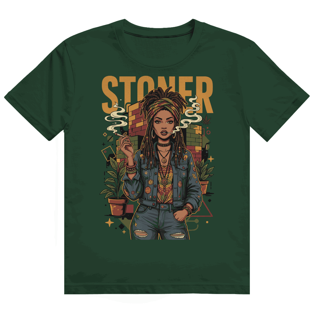 Heavy Cotton T-Shirt - Rastafari Stoner Girl | Division420®
