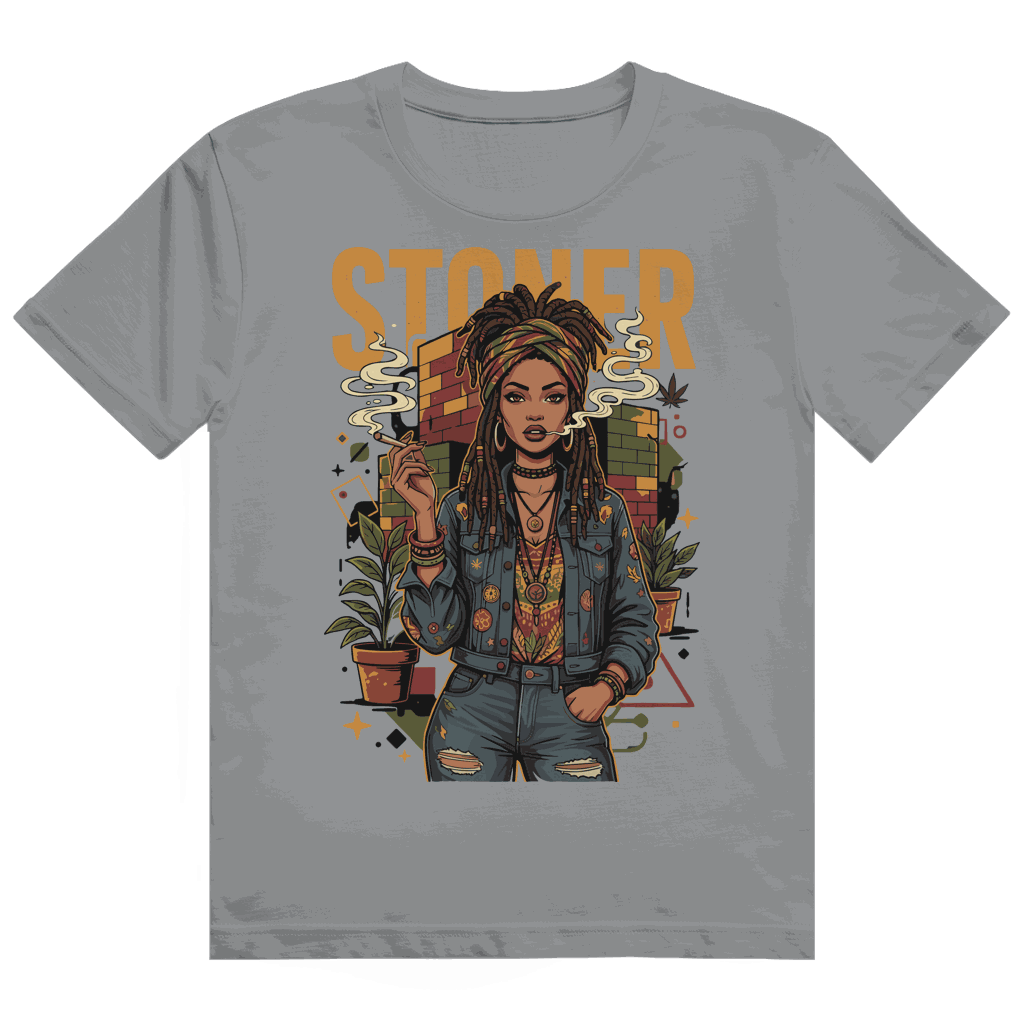 Heavy Cotton T-Shirt - Rastafari Stoner Girl | Division420®