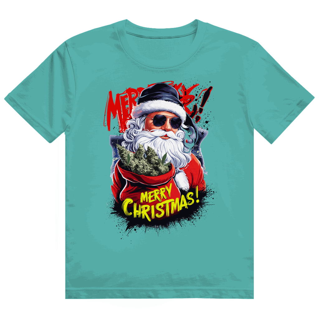 Division420 Heavy Cotton T-Shirt mit Santa Claus Weed Motiv, hochwertige Baumwolle, nachhaltiger Streetstyle