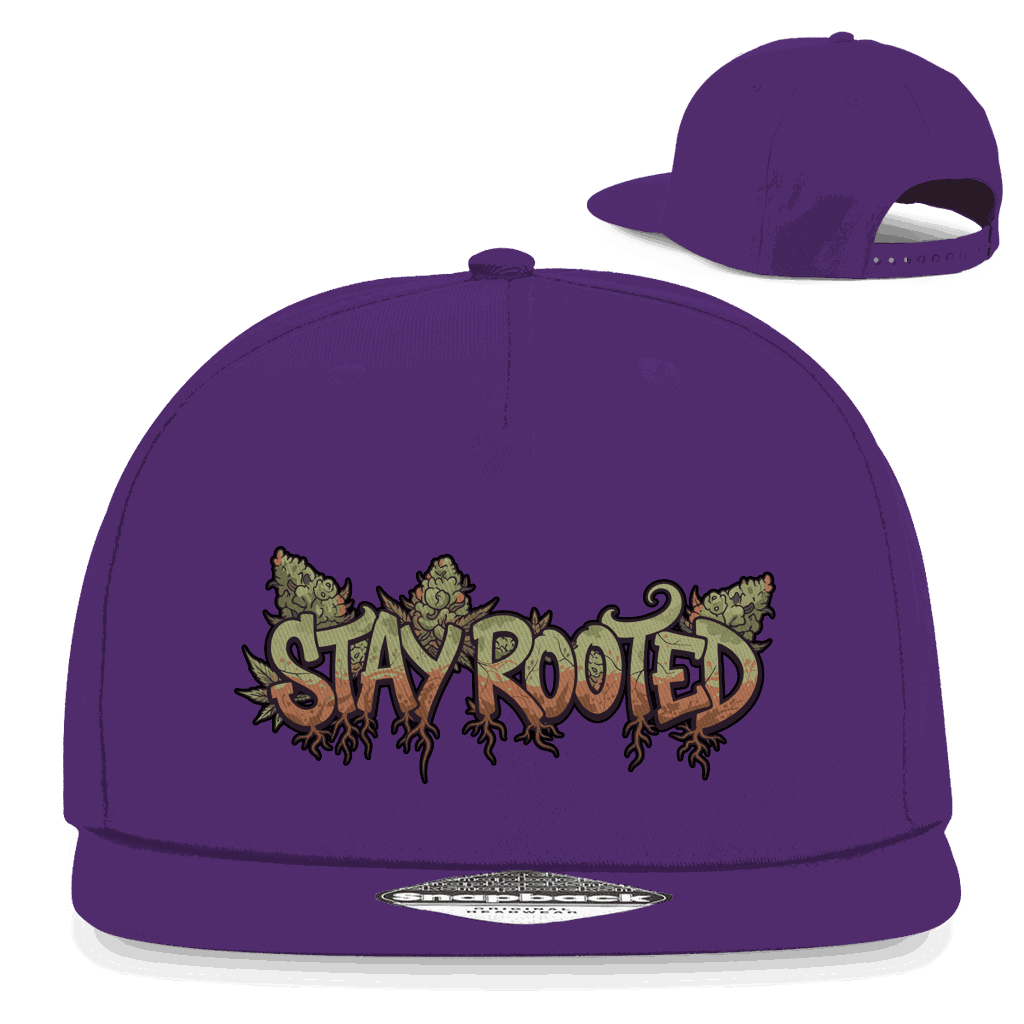 Division420 Snapback Cap Stay Rooted aus Baumwoll-Twill, 5-Panel Design mit flachem Schirm und Retro Snapback-Verschluss