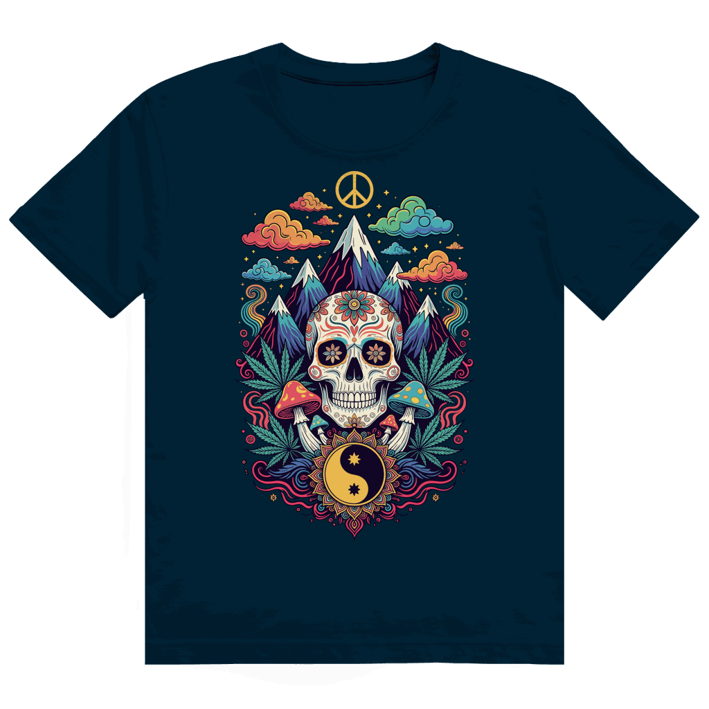 Heavy Cotton T-Shirt mit Stoner Old School Art Print von Division420, weiß, nachhaltige Baumwolle, moderner Tubular Fit