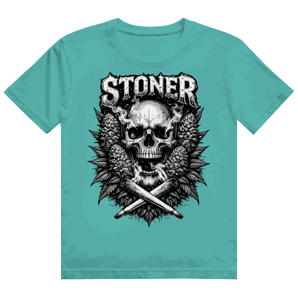 Heavy Cotton T-Shirt Stoner Skull mit modernem Tubular Fit und nachhaltiger Baumwolle
