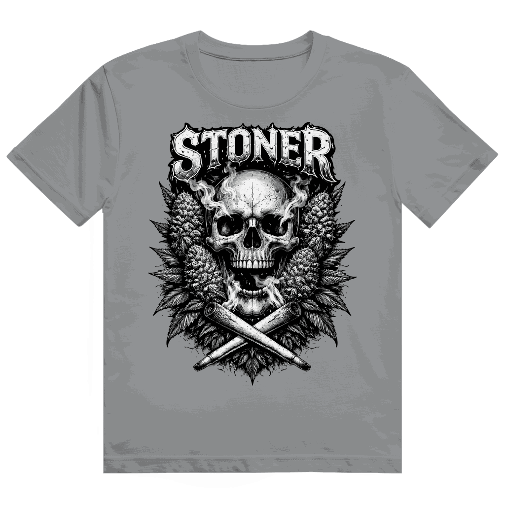 Größentabelle für Heavy Cotton T-Shirt von Division420 mit Stoner Skull Design