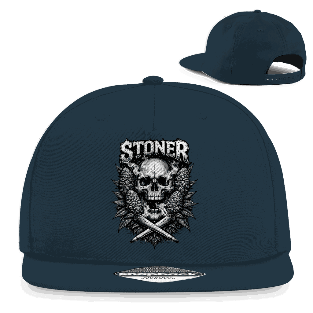 Snapback Rapper Cap Division420 Stoner Skull aus Baumwolle mit flachem Schirm und retro Snapbackverschluss