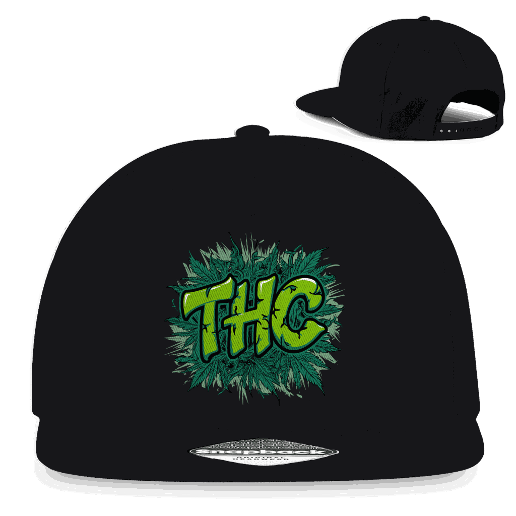 Division420 Snapback Cap THC 5-Panel Streetwear Cap aus Baumwoll-Twill mit Retro Snapback-Verschluss und flachem Schirm