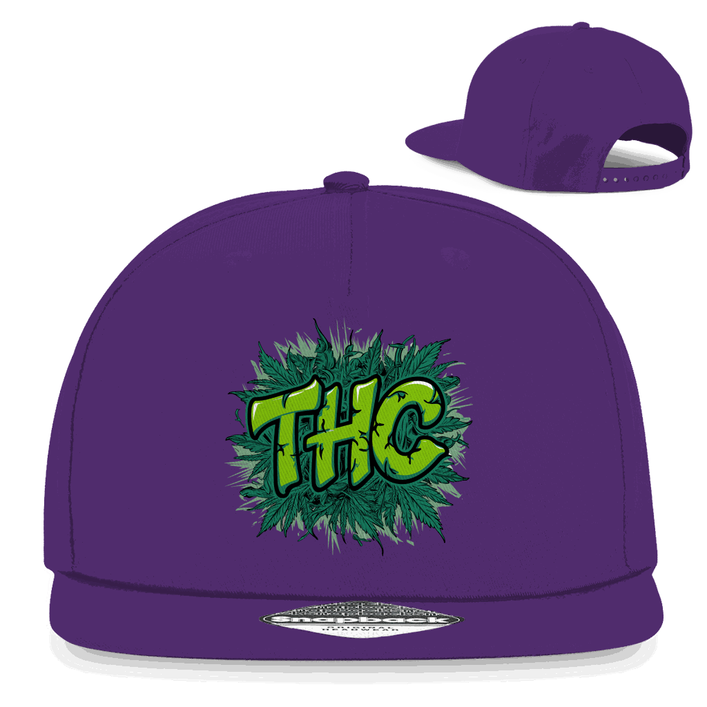 Division420 Snapback Cap THC in 5-Panel Design aus Baumwoll-Twill mit flachem Schirm und verstellbarem Snapback-Verschluss