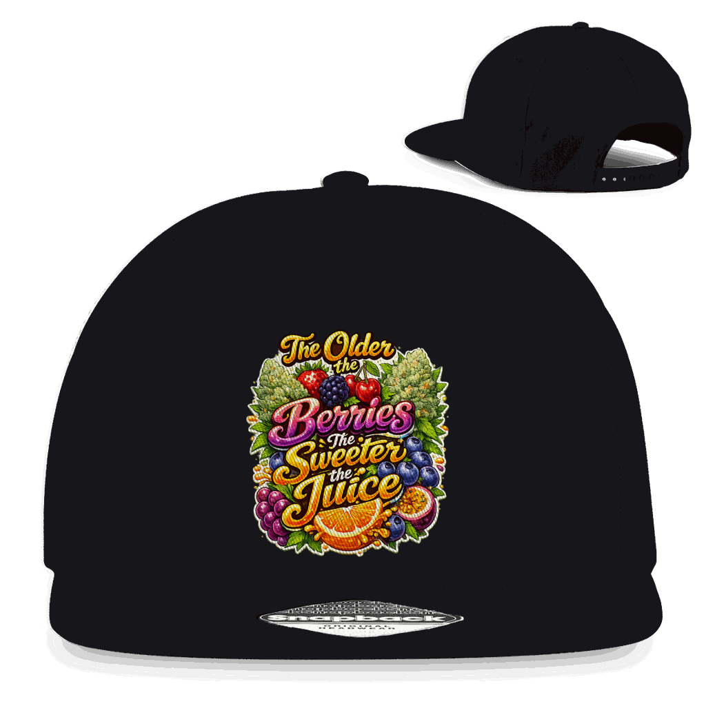 Division420 Snapback Cap Sweet Old Berries mit 5-Panel Design und flachem Schirm, 100% Baumwoll-Twill, urbaner Streetwear Style