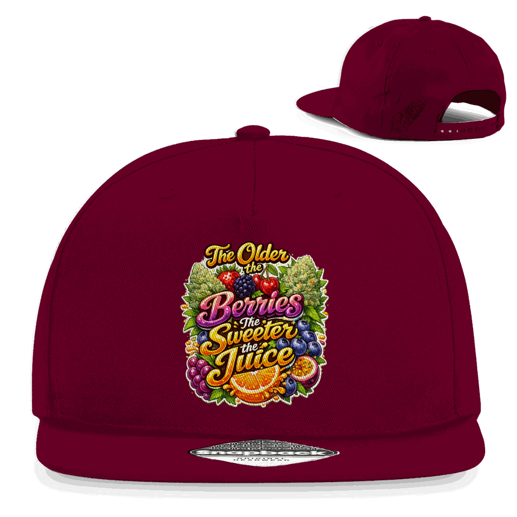 Snapback Cap Sweet Old Berries von Division420 in urbanem 5-Panel Design aus Baumwoll-Twill mit Retro-Snapback-Verschluss und flachem Schirm