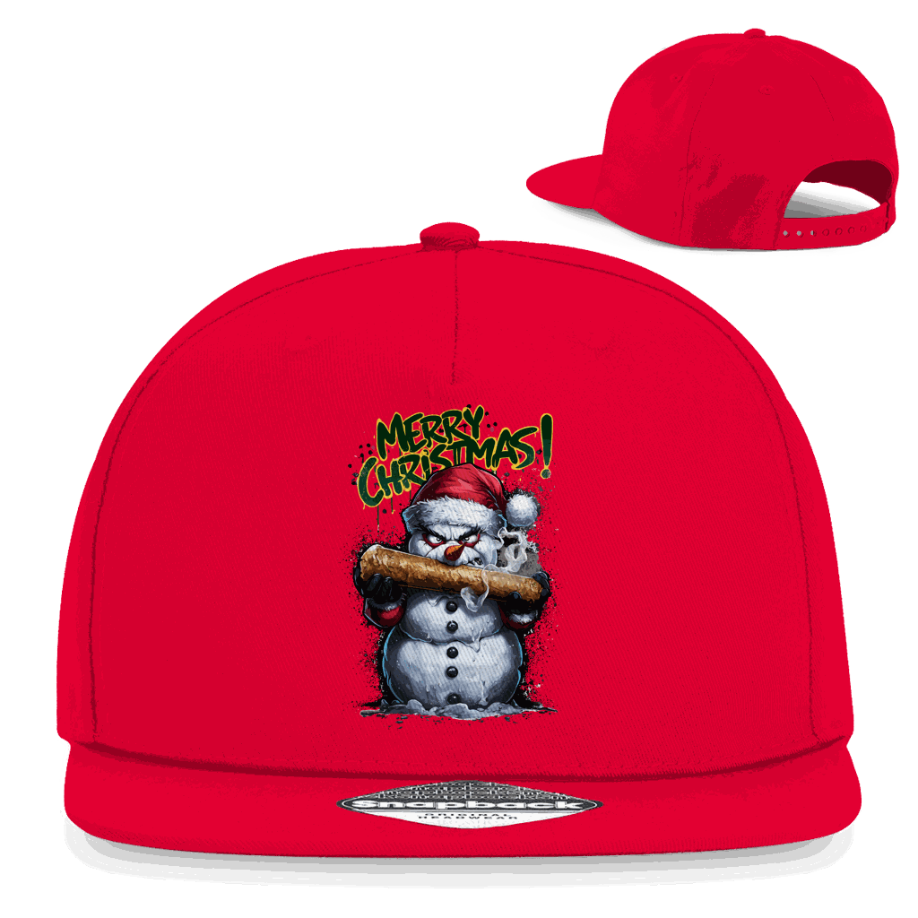 Division420 Snapback Rapper Cap The Snowman aus Baumwoll-Twill mit flachem Schirm und Retro-Snapbackverschluss