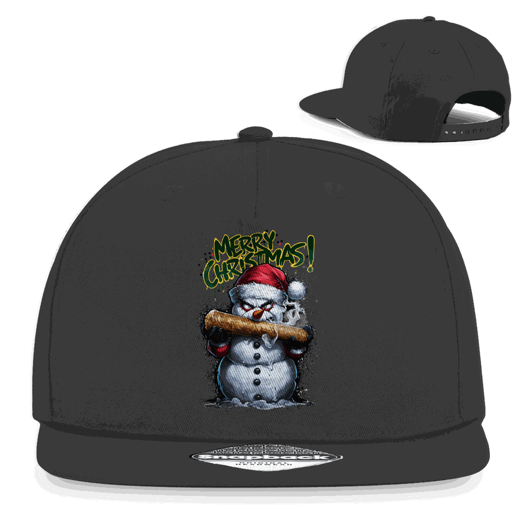 Division420 Snapback Rapper Cap The Snowman aus Baumwoll-Twill mit flachem Schirm und Retro-Snapbackverschluss