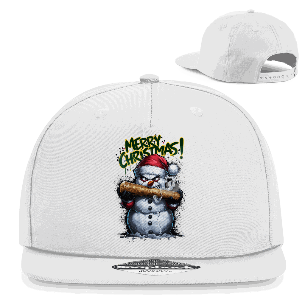 Schwarze Snapback Rapper Cap The Snowman von Division420 mit flachem Schirm und Retro-Snapbackverschluss