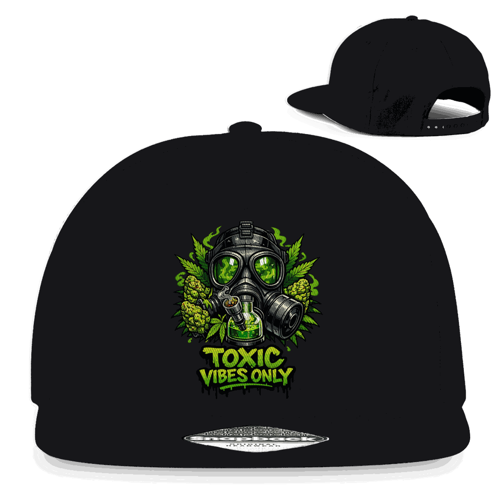 Division420 Snapback Rapper Cap mit toxic vibes only Schriftzug und urbanem 5-Panel Design aus Baumwoll-Twill