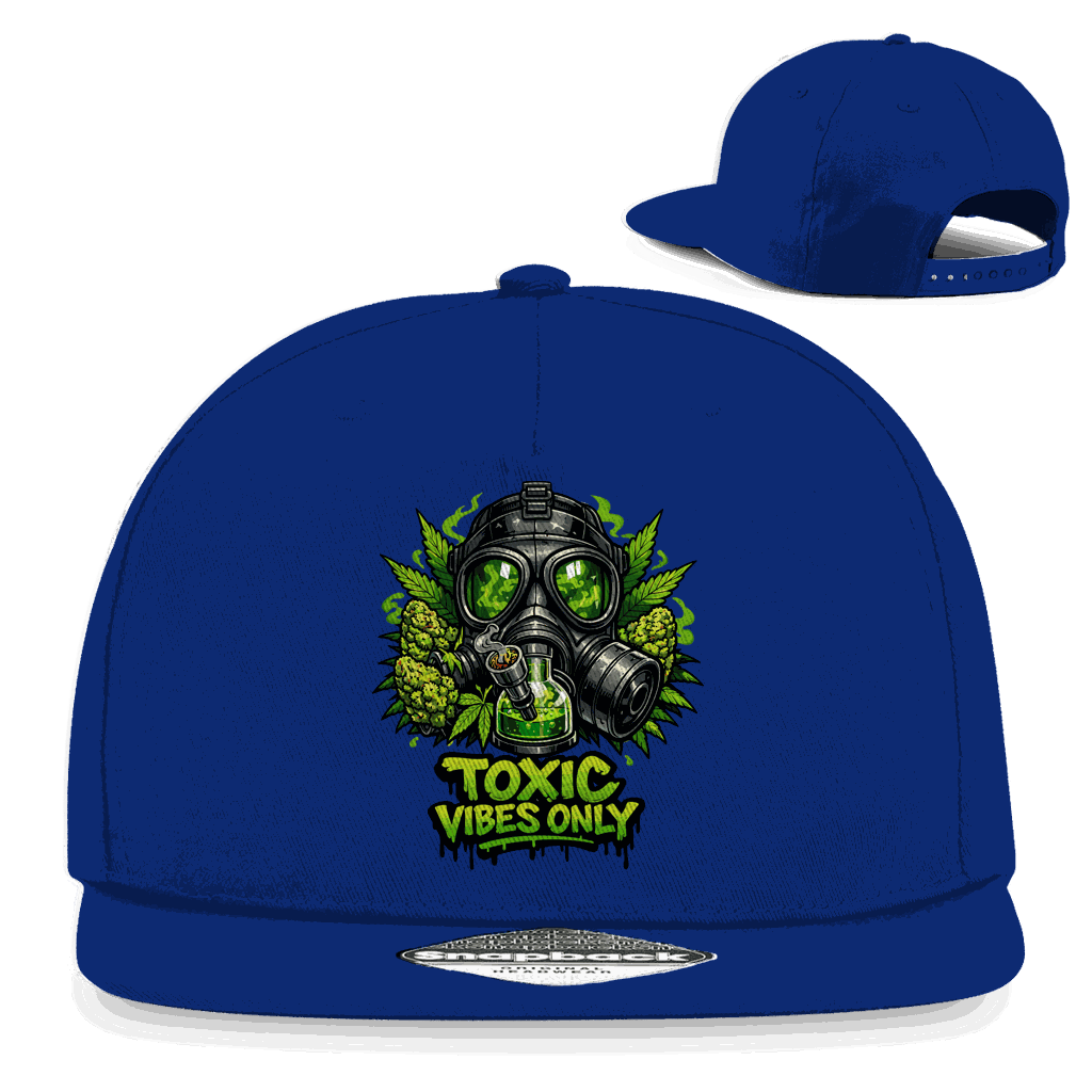 Division420 Snapback Rapper Cap Toxic Vibes Only aus Baumwoll-Twill mit flachem Schirm und Retro-Snapback-Verschluss
