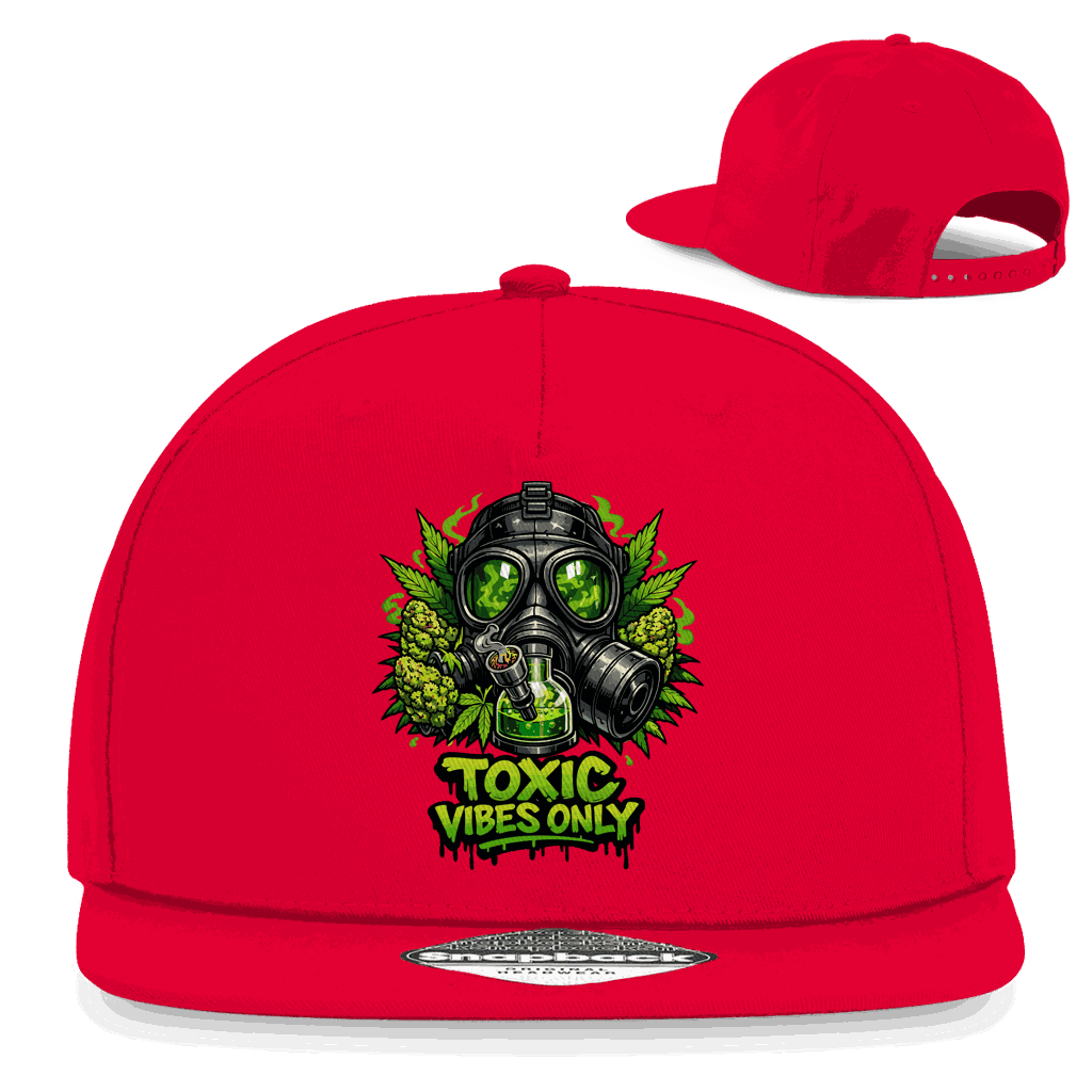 Division420 Snapback Rapper Cap Toxic Vibes Only in Baumwoll-Twill mit flachem Schirm und Retro-Snapbackverschluss