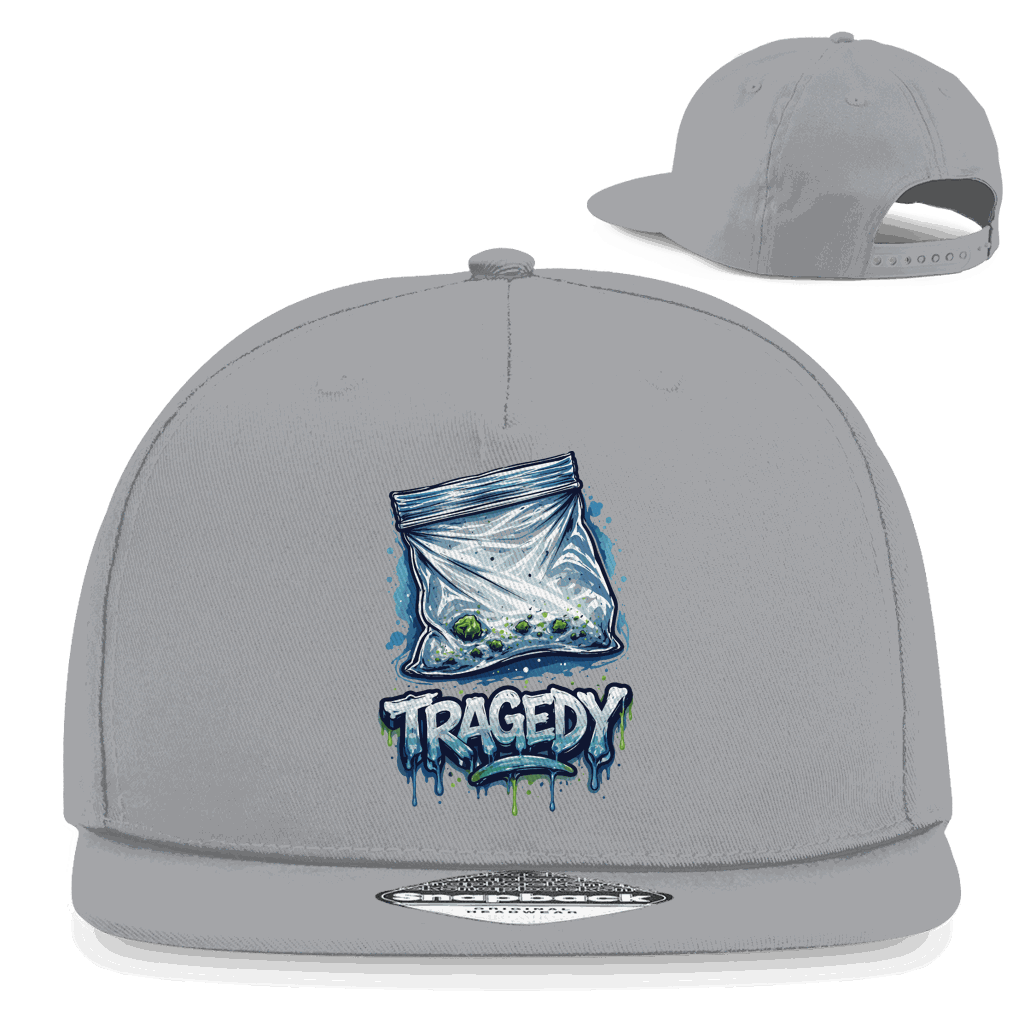 Division420 Snapback Rapper Cap Tragedy aus Baumwoll-Twill mit flachem Schirm und Snapback-Verschluss