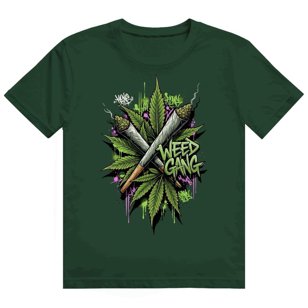 Division420 Heavy Cotton T-Shirt Weed Gang aus 100% Baumwolle mit stabilem Rippkragen und unisex Tubular Fit