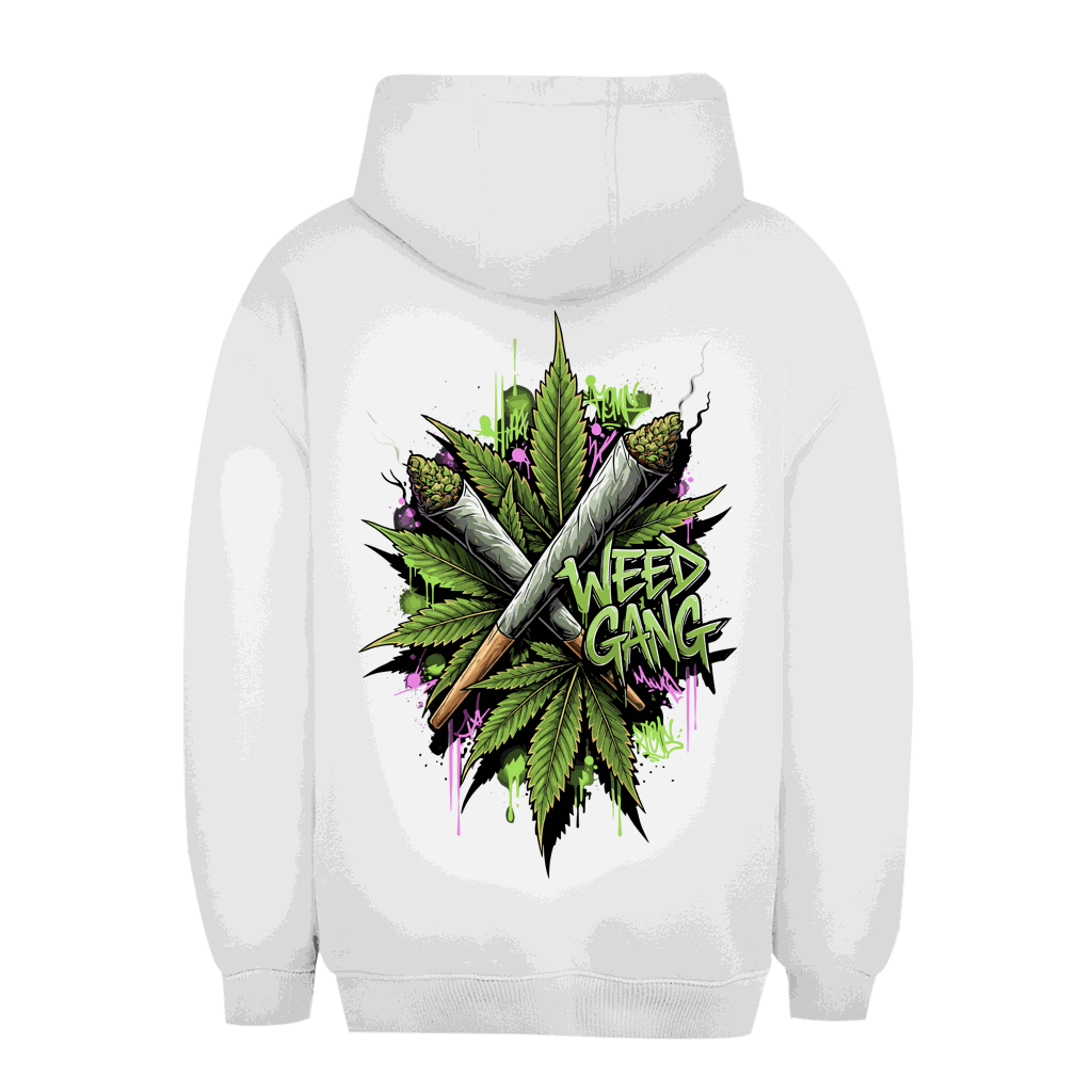 Unisex Oversize Hoodie von Division420 mit Weed Gang Print, urbaner Style, nachhaltige Baumwolle, gemütlicher Schnitt und Kängurutasche