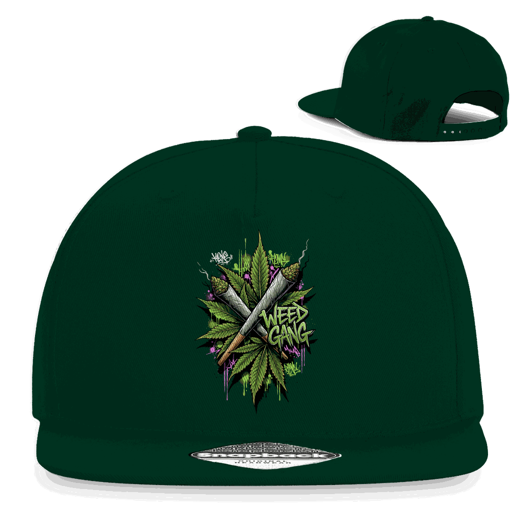 Division420 Snapback Cap Weed Gang in Schwarz mit flachem Schirm und 5-Panel Design